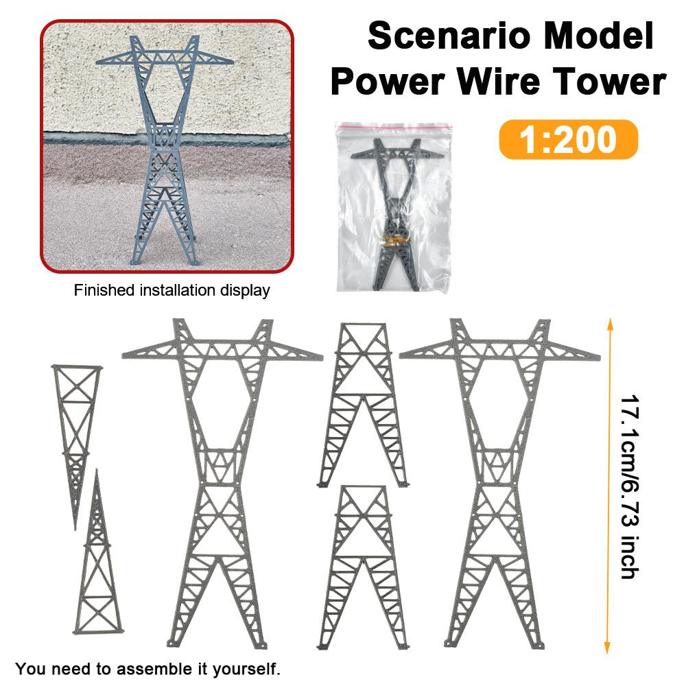 

1:150/1:200 Scale High Voltage Line Tower Model ABS Transmission Cable Tower For Railway Train Sand Table Assembly Toys 1PCS