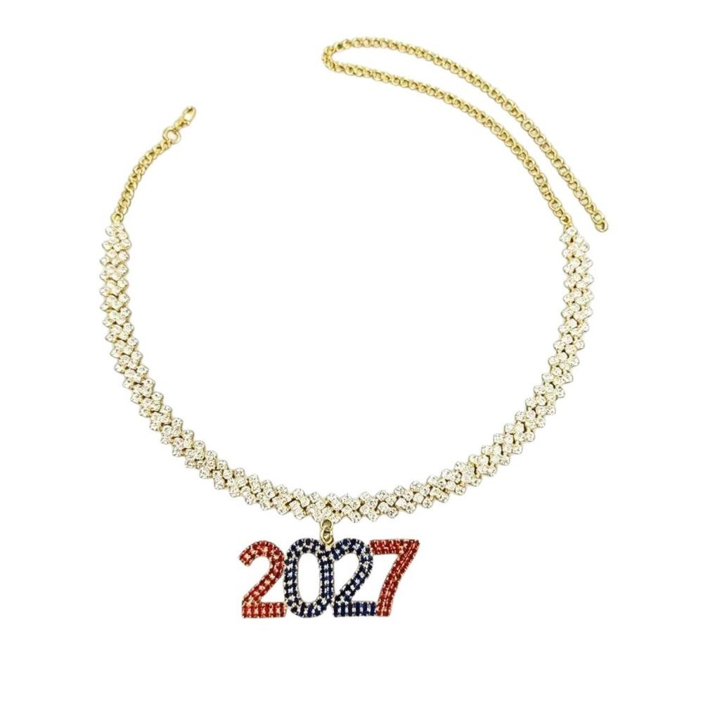 Exaggerated 2027 Number Pendant Necklace Aesthetic 2027 New Year Jewelry New Year's Eve Gift
