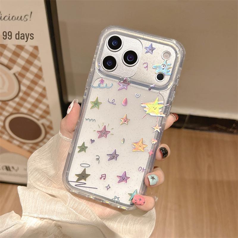 Colorful Star Apple 16 Pro Max Case for iPhone 14 Pro - Double Layer Transparent 17 Pro