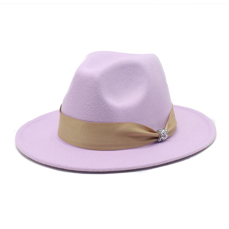 British Woolen Hat Women'S Spring Wide Brim Flat Top Internet Celebrity French Top Hat Flat Edge Imitation Wool Camel Jazz Hat