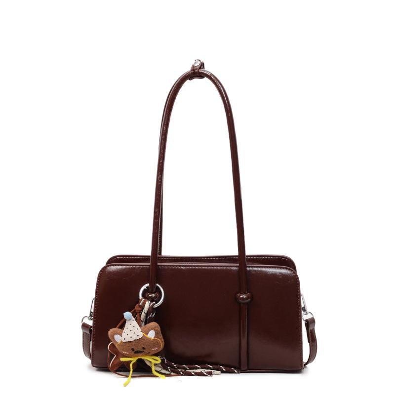 

Retro large-capacity armpit bag 2025 new simple shoulder pillow bag Korean version of work commuter messenger bag No pendant коричневий