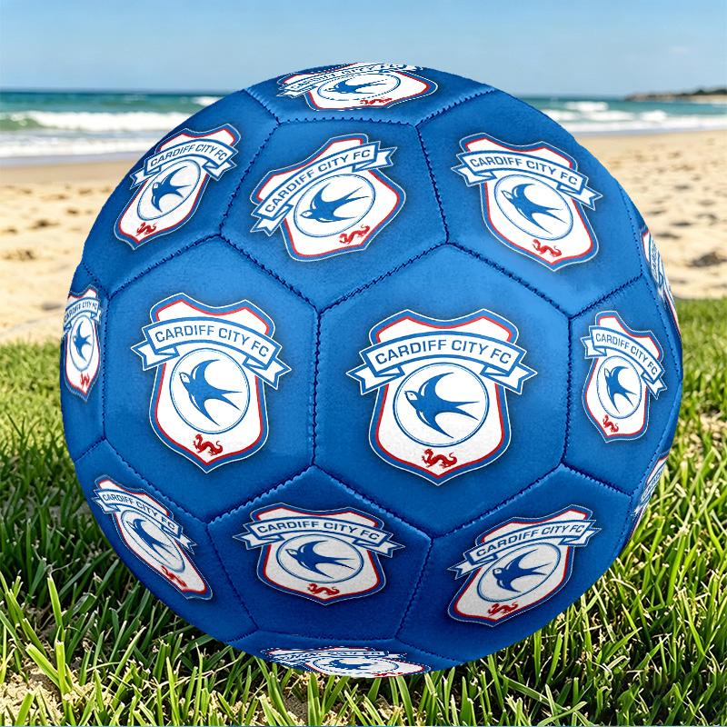 Cardiff City FC Print Size 5 Soccer Ball, PU Wear Resistant Football for Match Training and Daily Practice, Birthday Gift for Soccer Fans