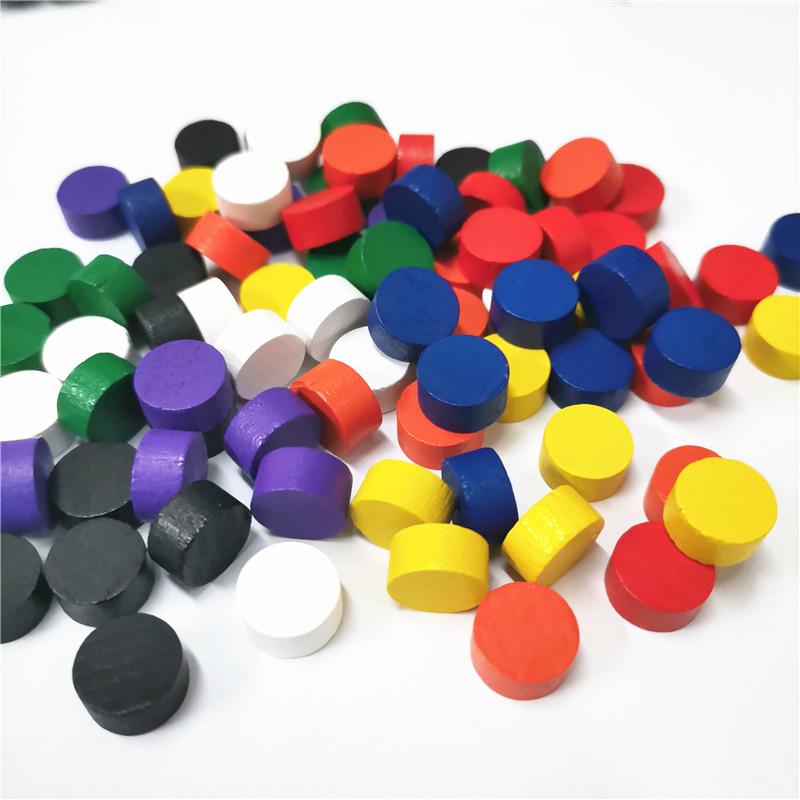 80Pcs 10*5Mm Round Circular Pawn Wooden Game Pieces Colorful Pawnchess For Board Gameeducational Games