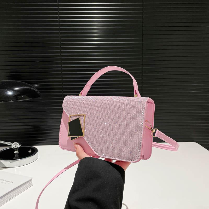 2025 New Trendy Foreign Style Splicing Texture Casual Large Capacity Fashionable Texture Portable Shoulder Crossbody Small Square Bag