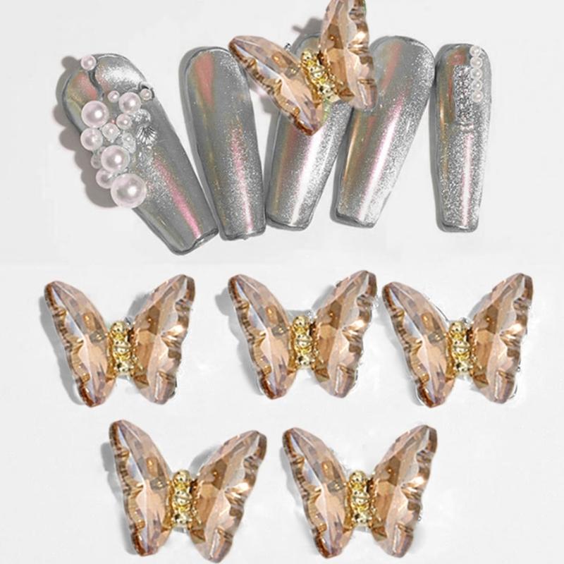 1Bag 3D Nail Charms Butterfly Shaped Nail Rhinestones for Women Elegant DIY Nails Art Decoration Accessories