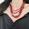 Ethnic Style Red Crystal Beaded Necklace Vintage Choker Clavicle Chain  Daily Wear