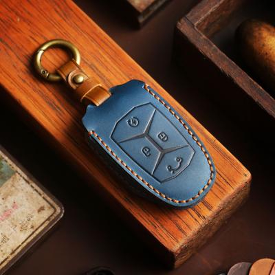 Leather Key Cover Is Suitable for Lynk & Co Key Cover 010203 Special Crazy Horse Leather Car Key Bag Handmade