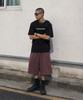 613SEOUL Heritage Pigment Wide Bermuda Pants (Wine)