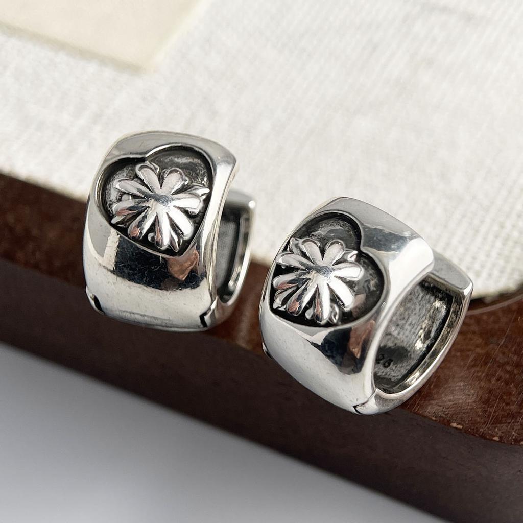 Xiaomi 925 Sterling Silver Vintage Earrings For Women Trendy Simple Retro Flower Earring Jewelry Prevent Allergy Party Accessories Gift