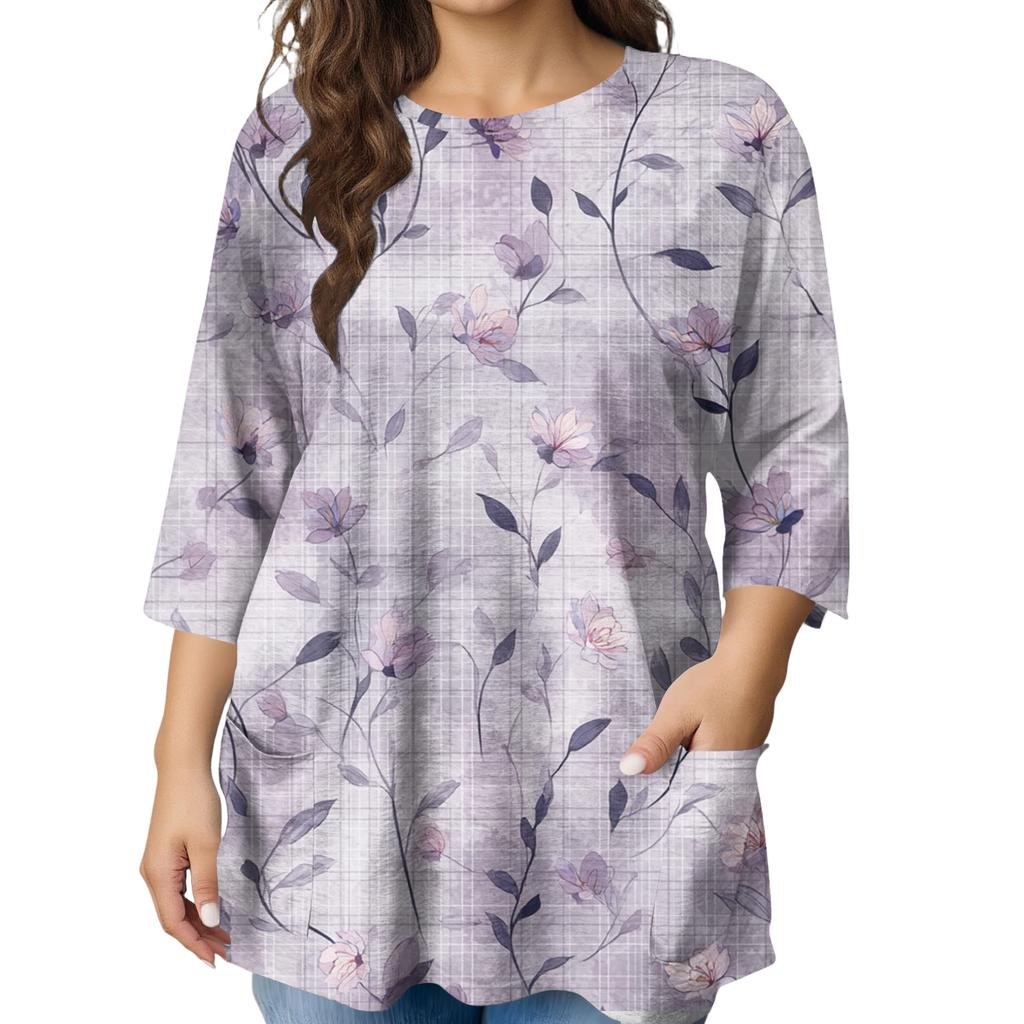 Dámska módna blúzka s potlačou a krátkym rukávom vo veľkosti Plus Size pre elegantné dochádzanie do práce a bežné nosenie