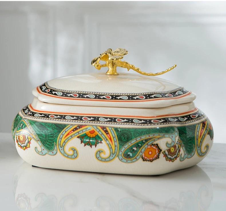 Ceramic Jewelry Box Storage Jar with Lid Vase Ceramic Ornaments Dressing Table Storage Accessory Box Home Furnishing Decoration