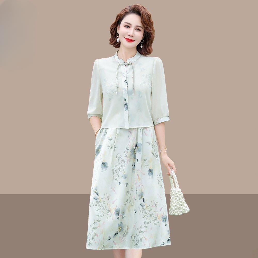 High Quality Chinese Style Summer Dress Set for Women Slimming Two Piece Outfit Fashionable and Elegant