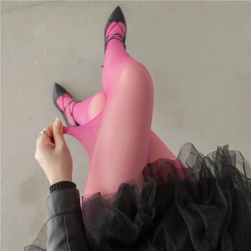 

Women Sexy Transparent Stockings Ladies Y2k Dopamine Multicolor Stretchy Pantyhose White Green Breathable Nylon Elastic Tights One Size розы красного