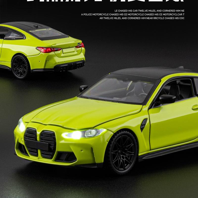 1:32 M4 Sports Car Model Toy Simulation Alloy Diecast Doors Opened Sound Light Shock Absorption Vehicle Models Ornaments Gift