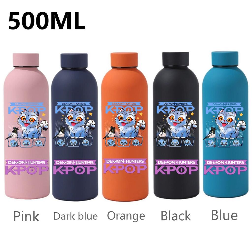 500ML KPop Dämonenjäger Cartoon Druck Sport Auslaufsicher Hohe Qualität Edelstahl Isoliert Wasserbecher Geburtstag Geburtstag Hohe Qualität Geschenke