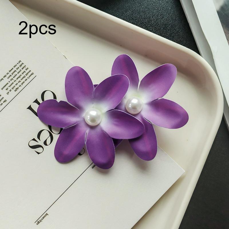 2pcsSweet Orchid Hair Clip Bohemian Style Headwears Seaside Beach Photo Side Clip Atmosphere Hair Clip for Women Sweet Headwear
