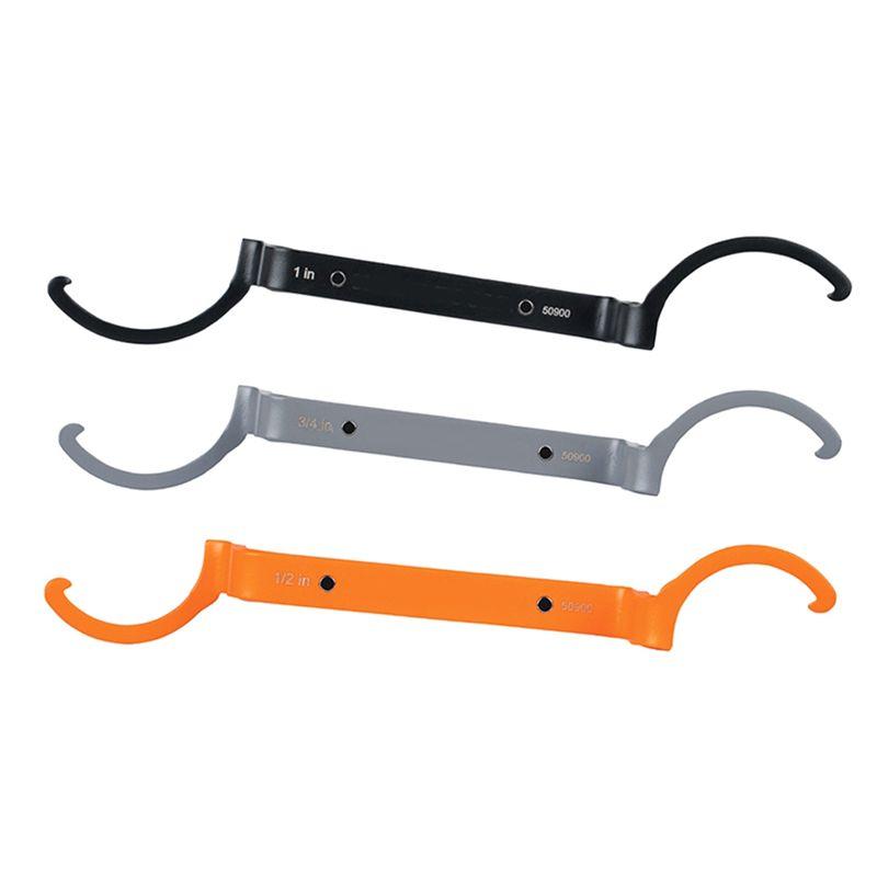 

AEE2-3-Piece Conduit Lockout Wrench Set, Tighten And Loosen Locknuts In Tight Spaces, 1/2, 3/4 And 1-Inch, Offset Bends 50900 Du