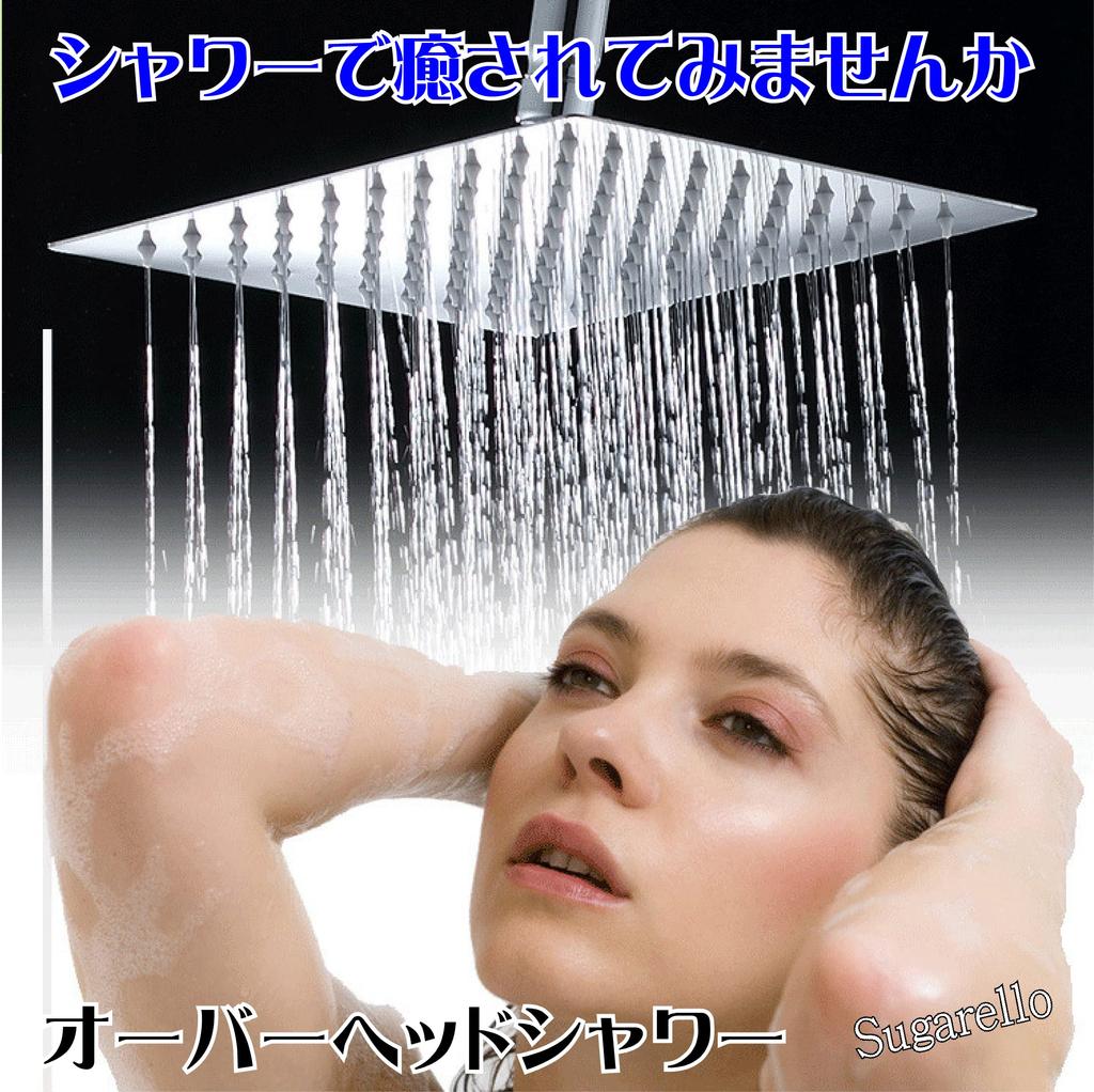 Sugarello Shower Stainless Overhead Rainfall Directly with Square Hose Set Head, Steel, Water-Saving, Shower, Shower, Overhead, G1/2 (25cm)