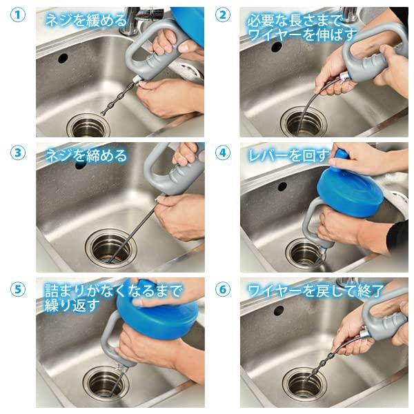 5m Rotating Pipe Cleaner with Pipe Brush for Drain Clearance, Bathroom, Toilet, Kitchen, and Bathroom Use