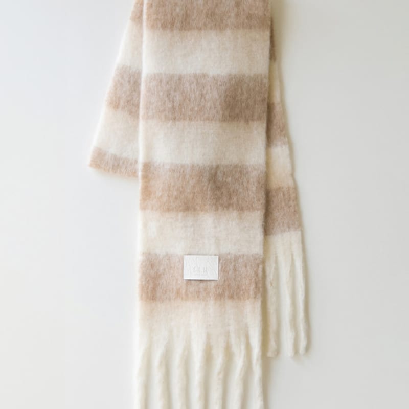 SILN Stripe long muffler (CREAM BEIGE)