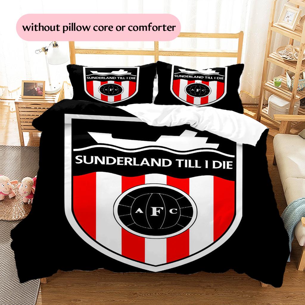 Sunderland AFC Pattern Bedding Home Decoration Birthday Gift (1 * duvet cover + 2 * pillowcase, without core)