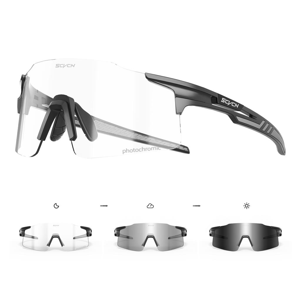 SCVCN Photochrome Radsportbrille Herren Sonnenbrille Outdoor Radfahren Rennrad Mountainbike Brille und Damen Freizeit Wandern Winddicht