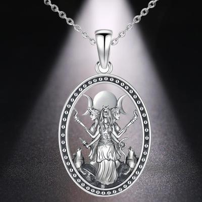 Vintage Hexenhalskette, Schmuck für Frauen, Mädchen, Dreifache Mondgöttin, Hekate, Anhänger, Halskette, Geschenkaccessoires