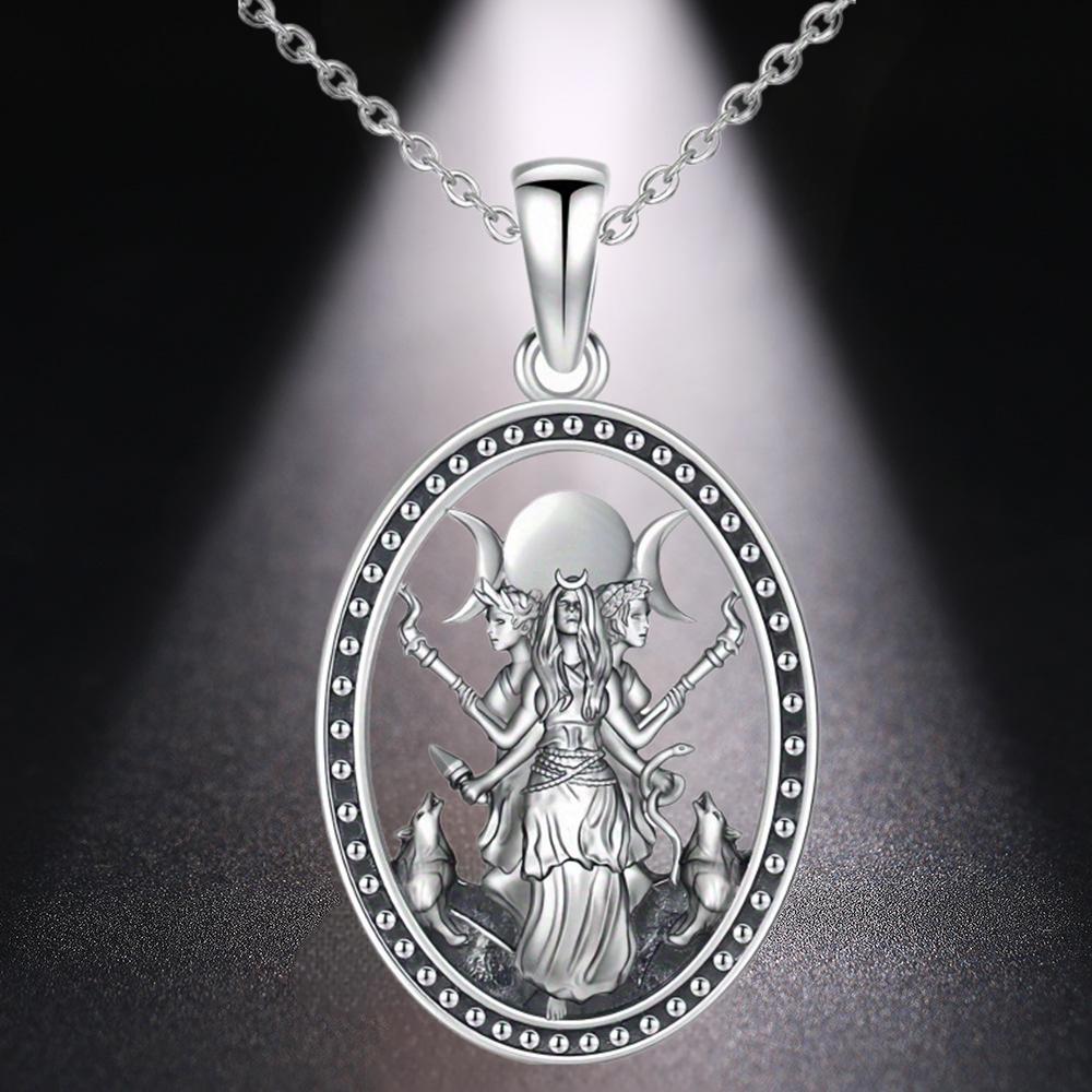 Colar Vintage De Bruxa, Joias Para Mulheres, Meninas, Deusa Da Lua Tripla, Hecate, Pingente, Corrente De Pescoço, Acessórios De Presentes
