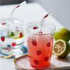 Tazza in Vetro Fragola Carina Resistente al Calore per Caffè Latte Acqua con Coperchio e Cannuccia Trasparente Carina Tazza con Cannuccia per Succhi Smoothie Bevande Fredde