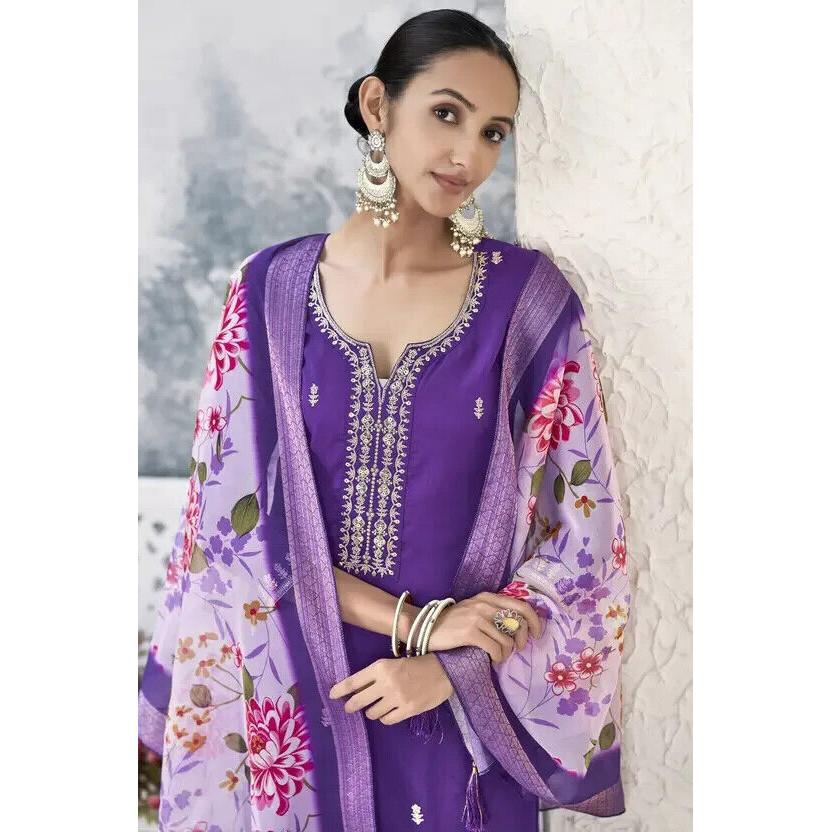 Damen Seidenmischung Top Tunika Kurti Salwar Kameez Set Indisch Pakistanisch Partykleidung VF-20144