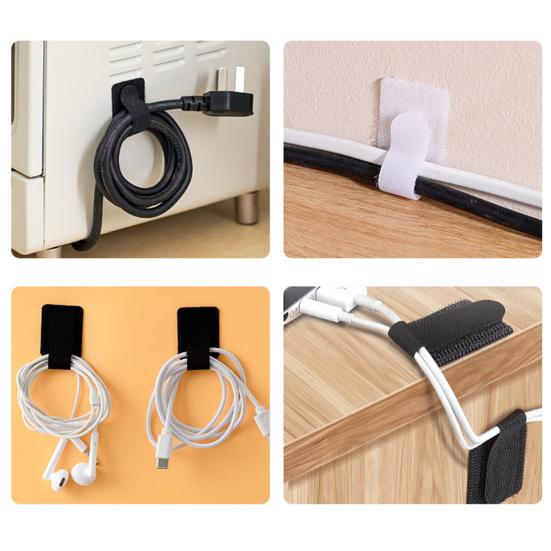 10/20/50/100Pcs Self Adhesive Cable Ties Adjustable Cord Straps Strong Stickiness Easy To Use Cable Management Clips