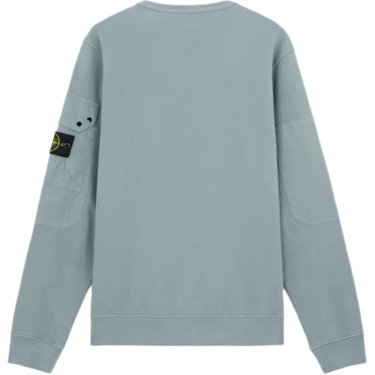 Stone Island Compass Logo Crew Neck Long Sleeve Thin Fleece Sweatshirt Unisex sweatshirt Green Mouse-Grey 811563920-V0066
