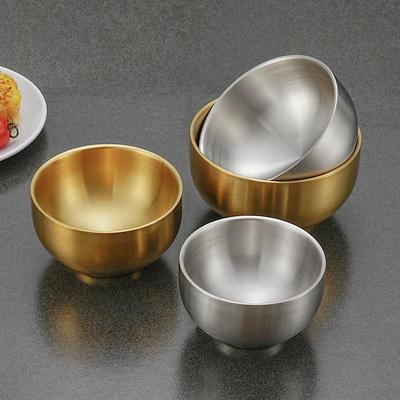 Korean-Style Double Wall Stainless Steel Rice and Soup Bowl - Heat Insulated, Anti-Scald