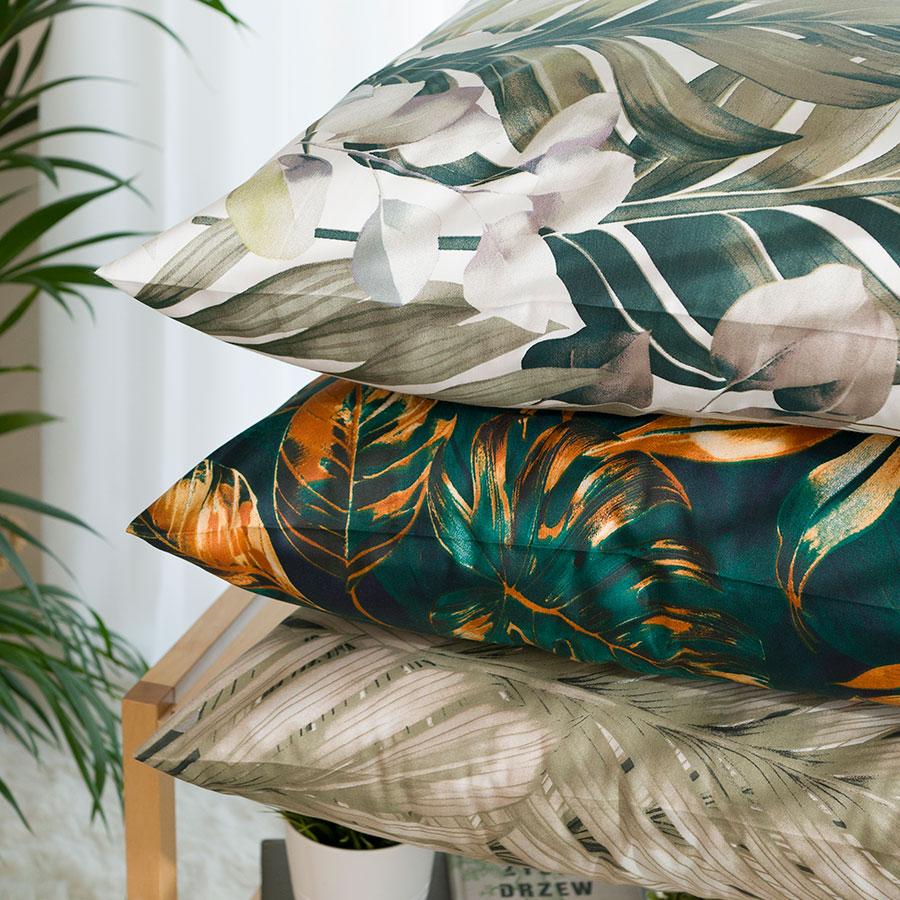 SELVA Green bedding set 220x200 cm - satin cotton, tropical pattern
