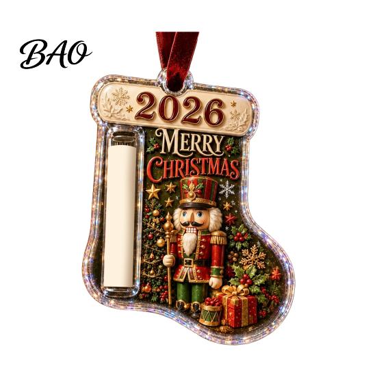 Holiday Cash Gift Card Ornament Stocking Shaped Christmas Ornament, Acrylic Money Holder Hanging Personalized Keepsake for Friends Decor, Xmas