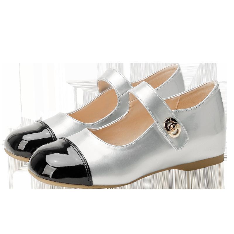 

Новая сумка голова полутапочки женская обувь маленькая внутренняя высота увеличение 5см серебристые туфли с ремешком 39