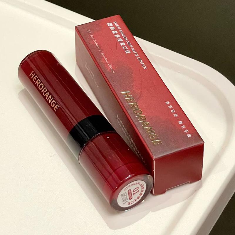 HERORANGE Velvet Matte Lipsticks Nude Apricot Matte Lip Gloss Tint Waterproof Lasting Sexy Smoky Purple Lipstick Makeup