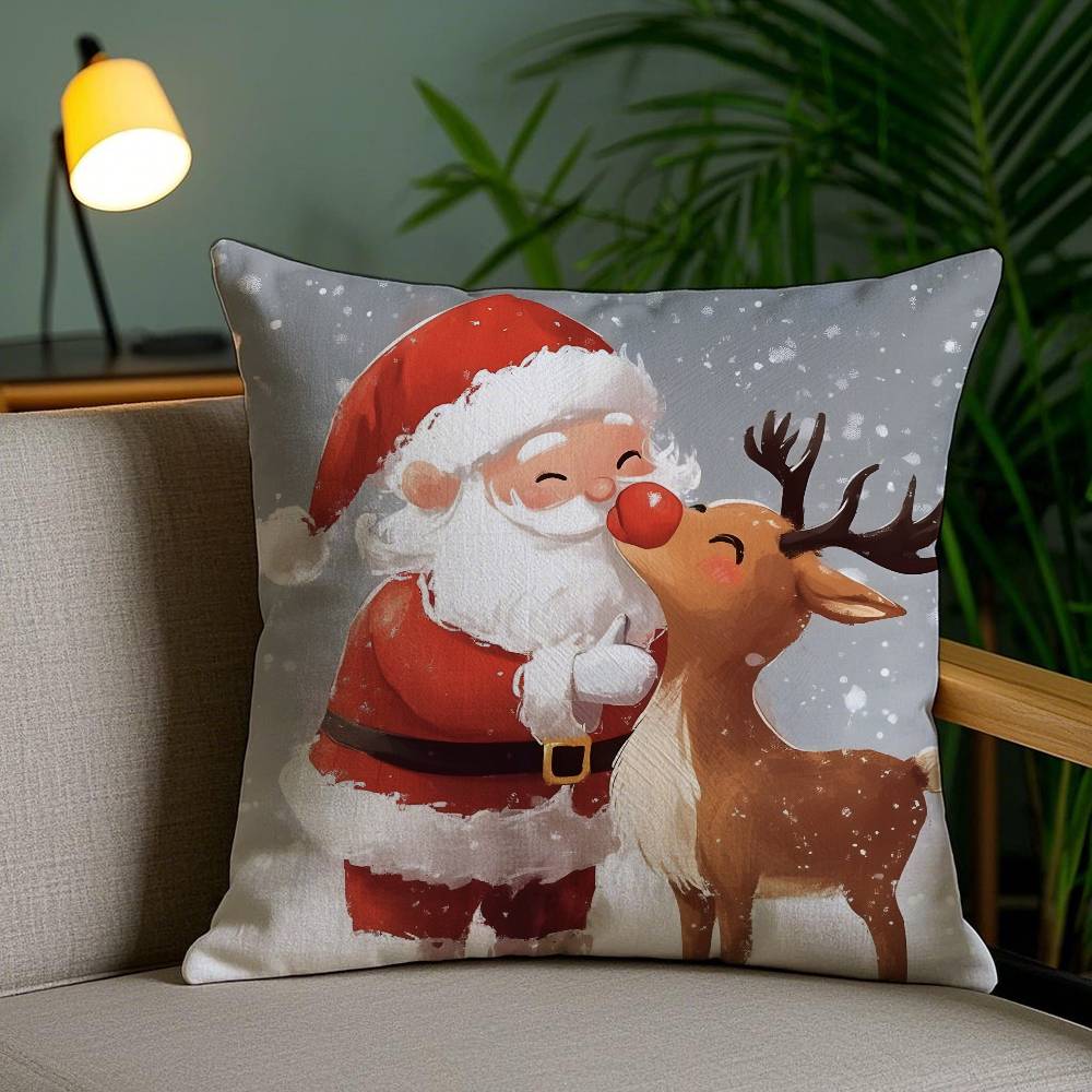 Christmas and deer Cute Pillow Case Antidustmite Invisible zipper Sofa Bed