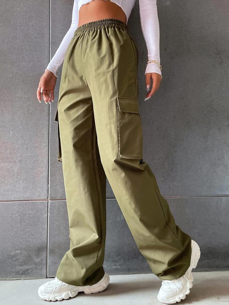 Pantaloni da Lavoro Americani Retro a Vita Alta a Gamba Larga da Donna - Traspiranti, Casual ed Eleganti per l'Estate