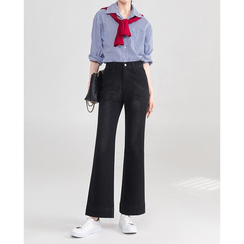 Black Flare Jeans for Women New Loose High Waist Slimming Without Legs