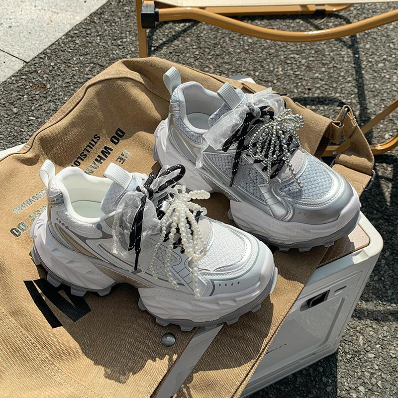 Fashion 5cm Air Mesh Synthetic Leather Casual Women Shoes Ladies Vulcanize Summer Platform Wedge Sneakers High Brand Breathable