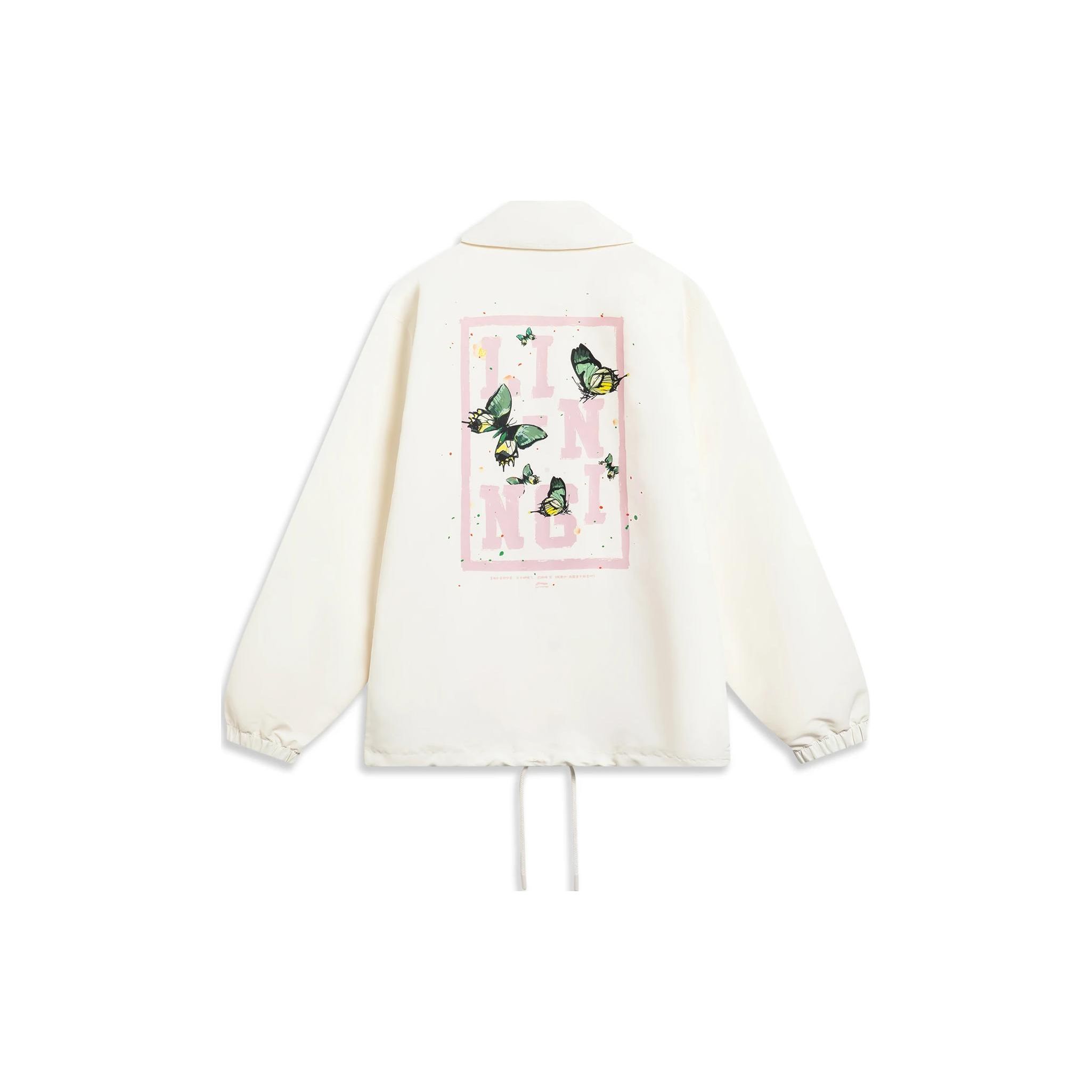 

Li-Ning Men s China Culture Series Butterfly & Letter Print Loose Coach Jacket Milky White AFDT167-1 XL