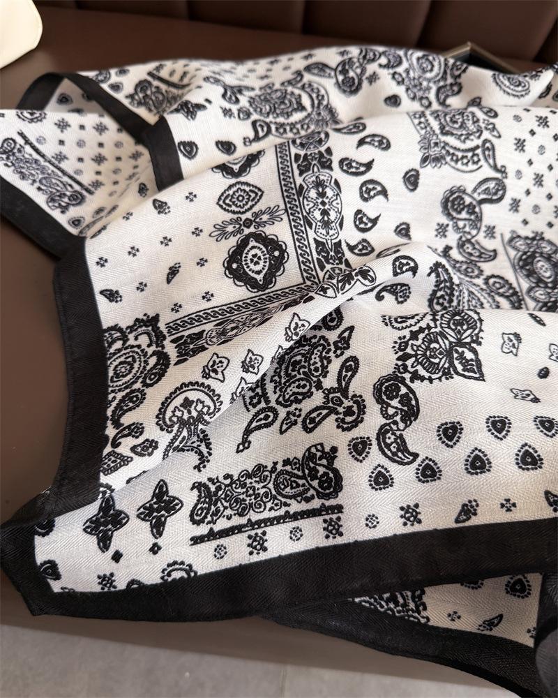 Luxury Cashew Print Female Neck Scarf Cotton Linen Feeling Women Hair Scarves Foulard Head Band Shawls Wraps Neckerchief Bandana