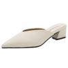 Fashion 2025 Summer Fashion Women Pointed Toe Slipper Square Low Heels Outsides Ladies Slides Luxury Beach Shoes