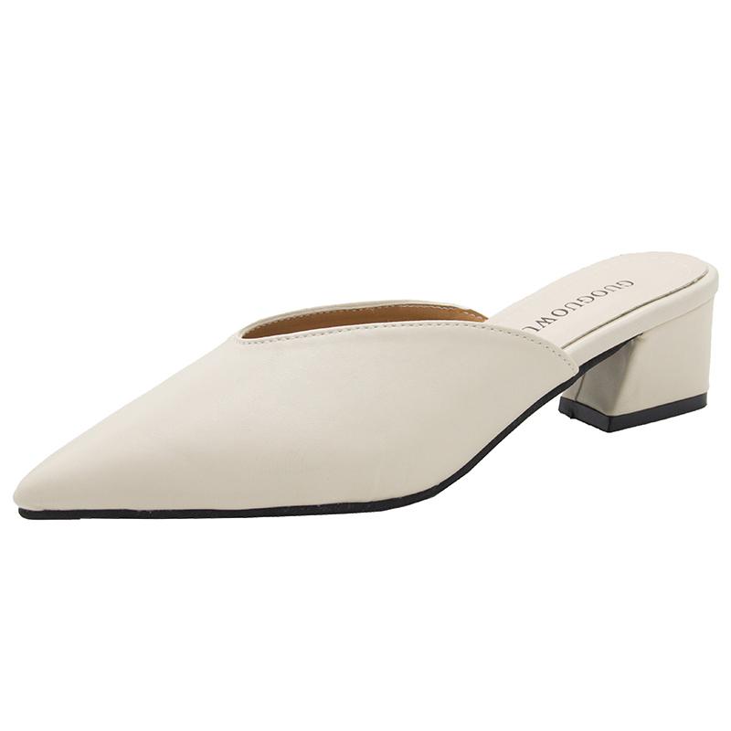 Fashion 2025 Summer Fashion Women Pointed Toe Slipper Square Low Heels Outsides Ladies Slides Luxury Beach Shoes