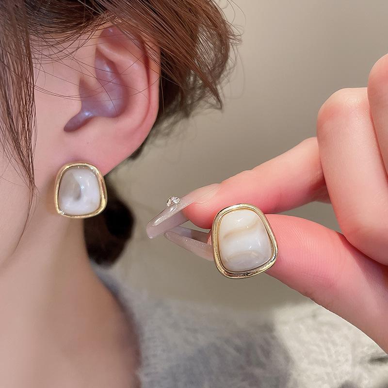 Серьги из искусственного камня тигровый глаз кофейного цвета нишевый ретро-дизайн серьги серьги для темперамента женщины