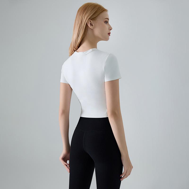 Spring Summer Women's Quick-Dry Short Sleeve Round Neck Yoga & Fitness Top