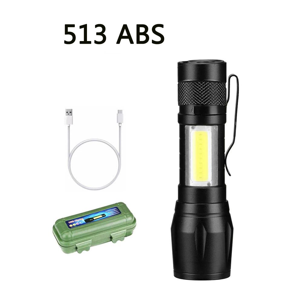 Mini LED Flashlight COB+XPE Portable Torch USB Charging Camping Lantern Zoomable Focus Light Tactical Flashlight with Pen Clip