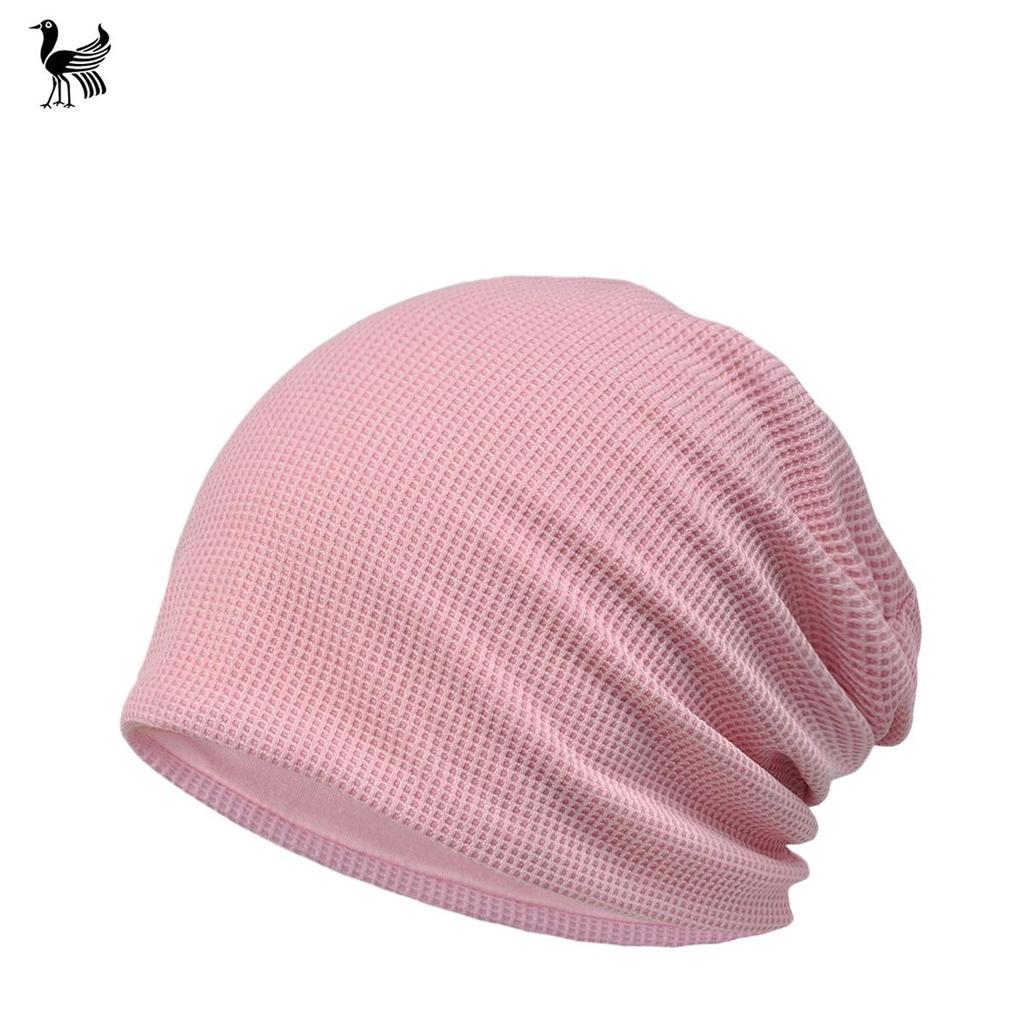 Women's Japanese & Korean Three-Legged Bird Beanie: Lightweight Waffle Cotton Sleep Cap for Spring/Summer Fashion