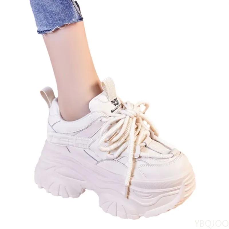 Módní Nové 9cm výšku zvyšující pánské Boty Dámské Jarní Ležérní Tenisky Módní silná podrážka Dámská obuv Trendy pohodlná obuv